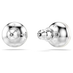 Matrix stud earrings Crystal pearl, White, Rhodium plated